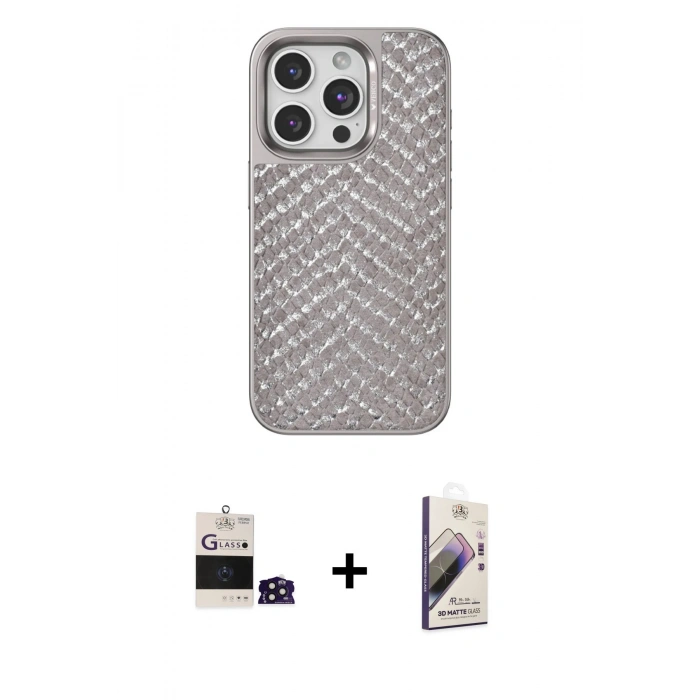 MARSİLYAN™- iPhone 14 Pro Max Kılıf Vadi Özel Seri - Siyah Bilvis 3D Mat Cam Ekran Koruyucu + Bilvis Titan Kamera Lens - DNMR