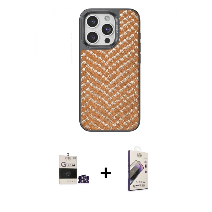MARSİLYAN™- iPhone 14 Pro Max Kılıf Vadi Özel Seri - Siyah Bilvis 3D Mat Cam Ekran Koruyucu + Bilvis Titan Kamera Lens - GS