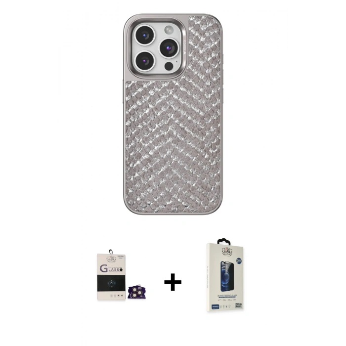 MARSİLYAN™- iPhone 14 Pro Max Kılıf Vadi Özel Seri - Siyah Bilvis Hayalet Cam Ekran Koruyucu + Bilvis Titan Kamera Lens - GD