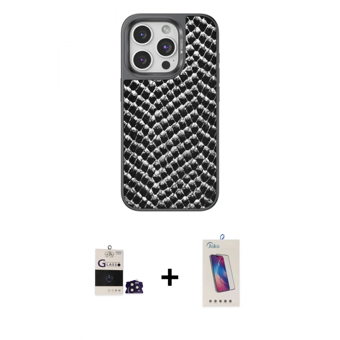 MARSİLYAN™- iPhone 14 Pro Max Kılıf Vadi Özel Seri - Siyah Joko 5D Cam + Bilvis Titan Kamera Lens - DNMR