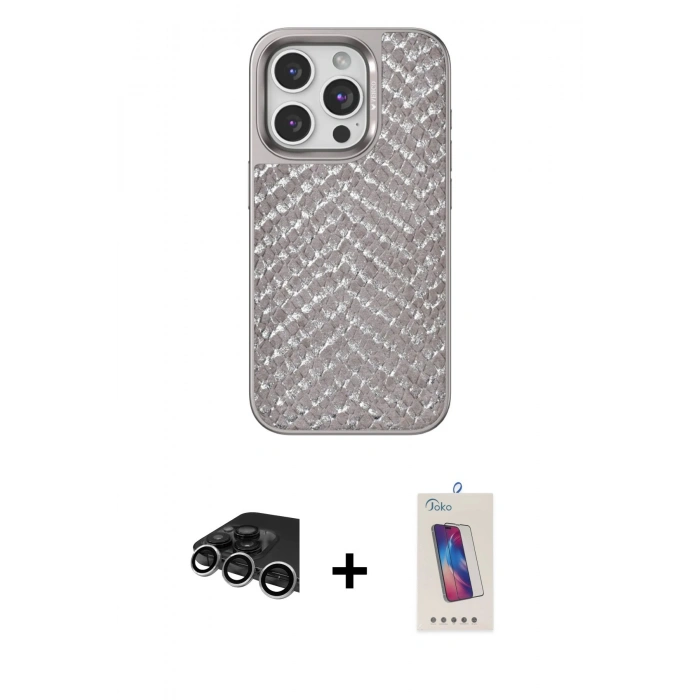 MARSİLYAN™- iPhone 14 Pro Max Kılıf Vadi Özel Seri - Siyah Joko 5D Cam + Raze Metal Kamera Lens - GS