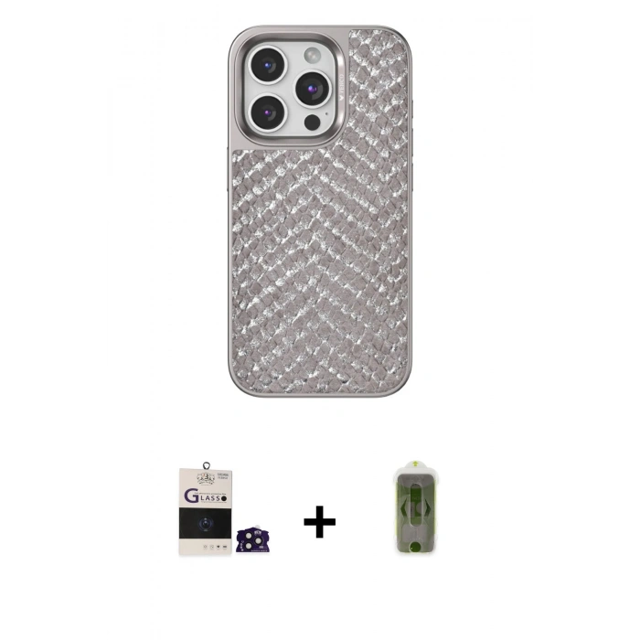 MARSİLYAN™- iPhone 14 Pro Max Kılıf Vadi Özel Seri - Siyah Joko Magic 5D Hayalet Cam + Derin Mor Bilvis Titan Kamera Lens