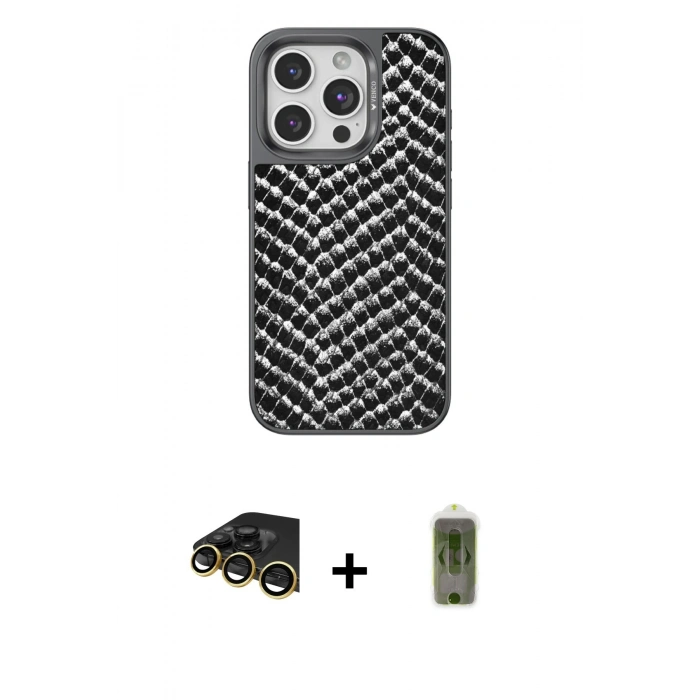 MARSİLYAN™- iPhone 14 Pro Max Kılıf Vadi Özel Seri - Siyah Joko Magic 5D Hayalet Cam + Raze Metal Kamera Lens - GD