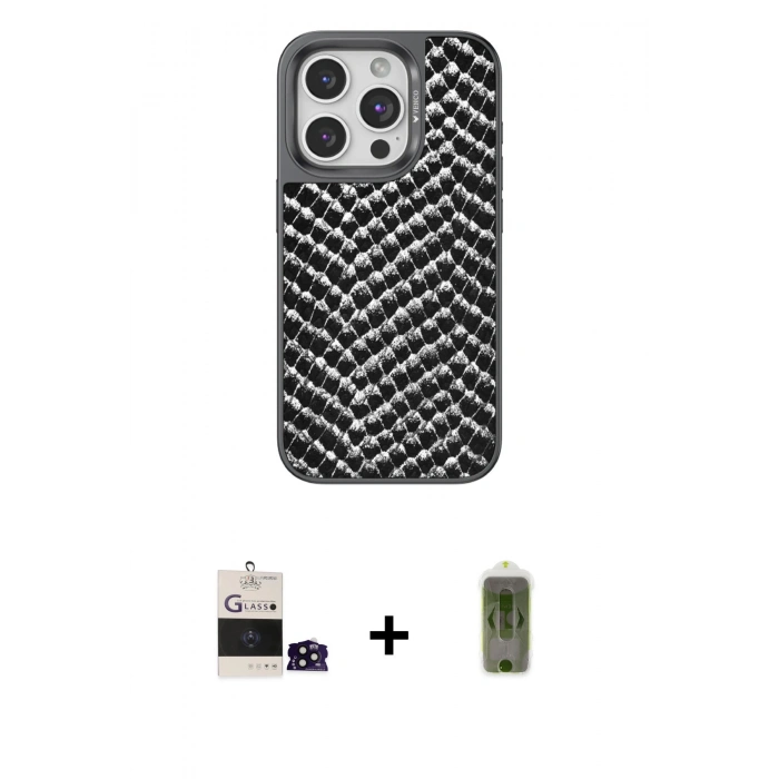 MARSİLYAN™- iPhone 14 Pro Max Kılıf Vadi Özel Seri - Siyah Joko Magic 5D Hayalet Cam + Bilvis Titan Kamera Lens - SH