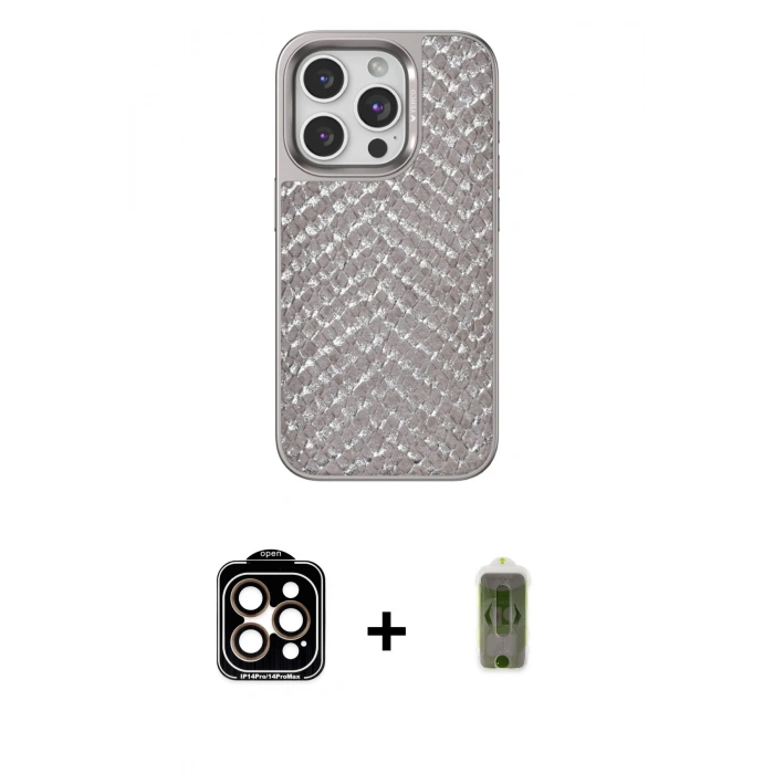 MARSİLYAN™- iPhone 14 Pro Max Kılıf Vadi Özel Seri - Siyah Joko Magic 5D Hayalet Cam + PVD Metal Kamera Lens - TU