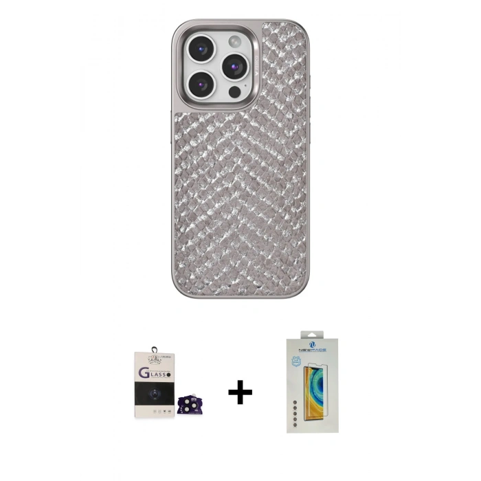 MARSİLYAN™- iPhone 14 Pro Max Kılıf Vadi Özel Seri - Siyah Polymer Nano Ekran Koruyucu + Bilvis Titan Kamera Lens - SH