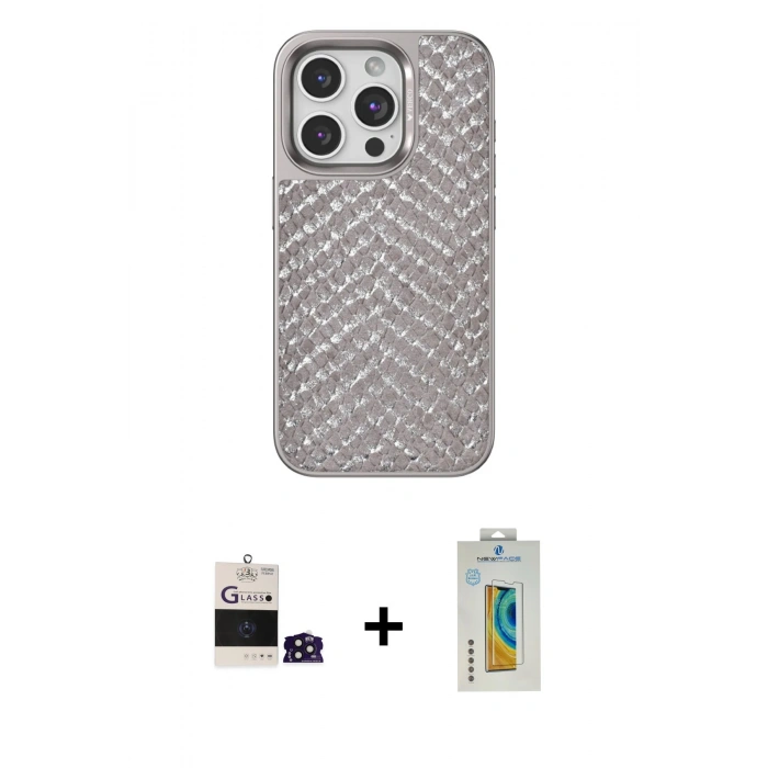 MARSİLYAN™- iPhone 14 Pro Max Kılıf Vadi Özel Seri - Siyah Polymer Nano Ekran Koruyucu + Bilvis Titan Kamera Lens - DNMR