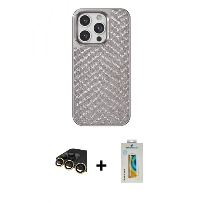 MARSİLYAN™- iPhone 14 Pro Max Kılıf Vadi Özel Seri - Siyah Polymer Nano Ekran Koruyucu + Raze Metal Kamera Lens - GD