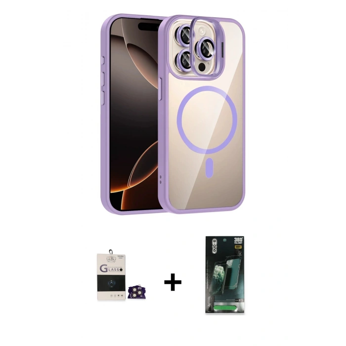 MARSİLYAN™- iPhone 14 Pro Max Kılıf Yadigar Asil Koleksiyonu - Şeffaf 360 Full Body Arka Koruyucu + Bilvis Titan Kamera Lens - GD