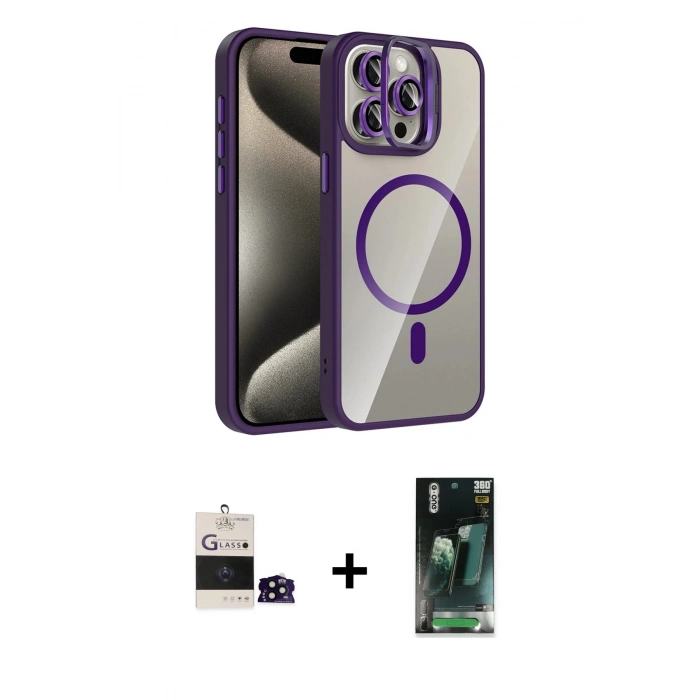 MARSİLYAN™- iPhone 14 Pro Max Kılıf Yadigar Asil Koleksiyonu - Şeffaf 360 Full Body Arka Koruyucu + Bilvis Titan Kamera Lens - SH