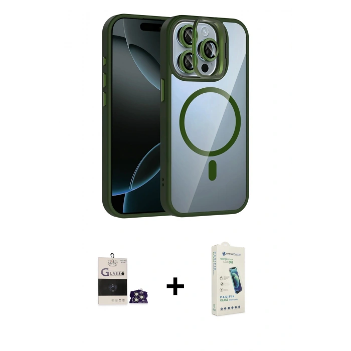 MARSİLYAN™- iPhone 14 Pro Max Kılıf Yadigar Asil Koleksiyonu - Şeffaf Pasifik Cam Ekran Koruyucu + Bilvis Titan Kamera Lens - GS