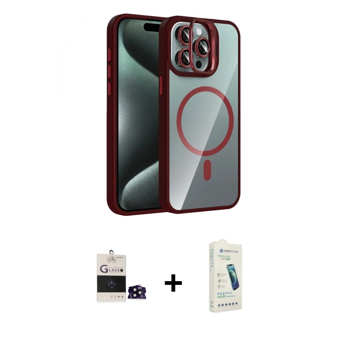 MARSİLYAN™- iPhone 14 Pro Max Kılıf Yadigar Asil Koleksiyonu - Şeffaf Pasifik Cam Ekran Koruyucu + Siyah Bilvis Titan Kamera Lens