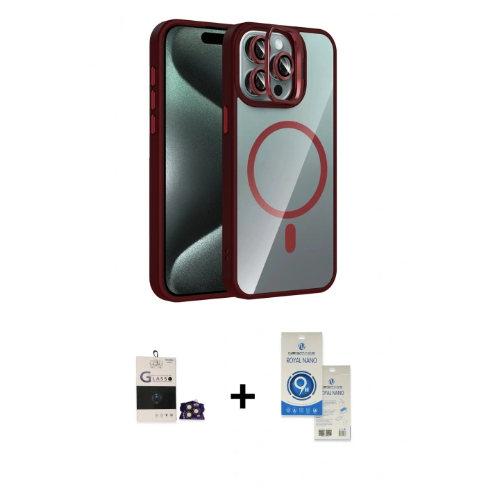 MARSİLYAN™- iPhone 14 Pro Max Kılıf Yadigar Asil Koleksiyonu - Şeffaf Royal Nano Ekran Koruyucu + Bilvis Titan Kamera Lens - GD