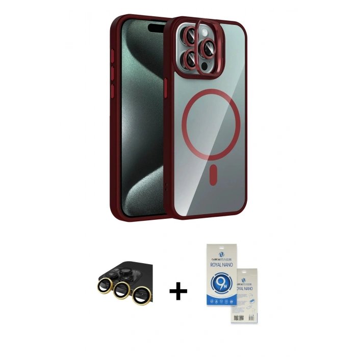 MARSİLYAN™- iPhone 14 Pro Max Kılıf Yadigar Asil Koleksiyonu - Şeffaf Royal Nano Ekran Koruyucu + Raze Metal Kamera Lens - GD