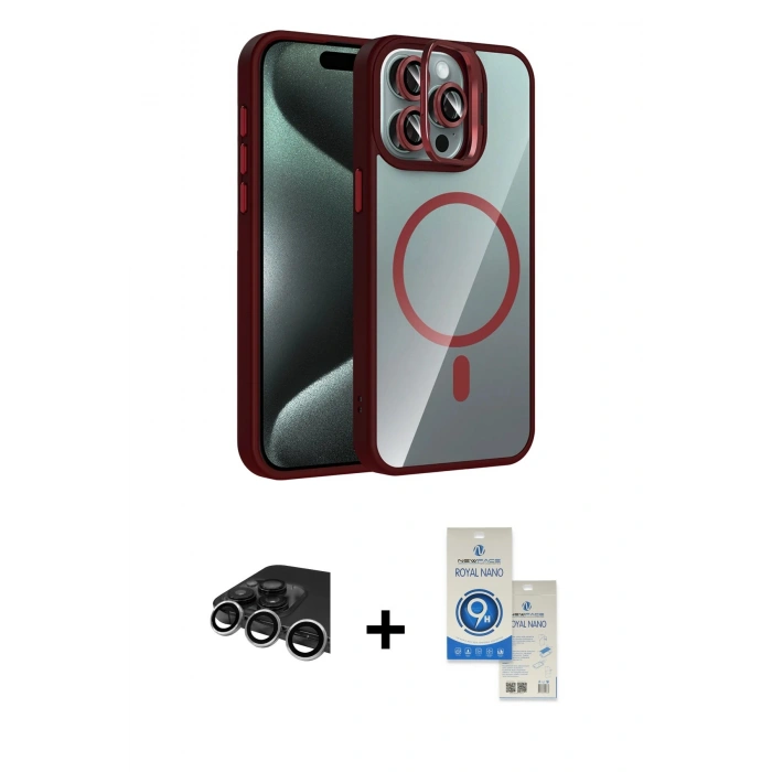 MARSİLYAN™- iPhone 14 Pro Max Kılıf Yadigar Asil Koleksiyonu - Şeffaf Royal Nano Ekran Koruyucu + Raze Metal Kamera Lens - GS