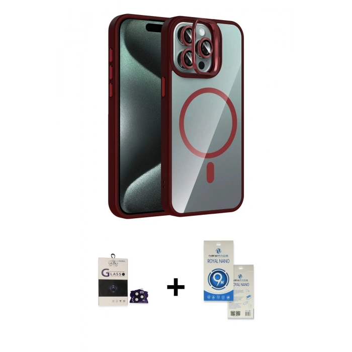 MARSİLYAN™- iPhone 14 Pro Max Kılıf Yadigar Asil Koleksiyonu - Şeffaf Royal Nano Ekran Koruyucu + Bilvis Titan Kamera Lens - SH