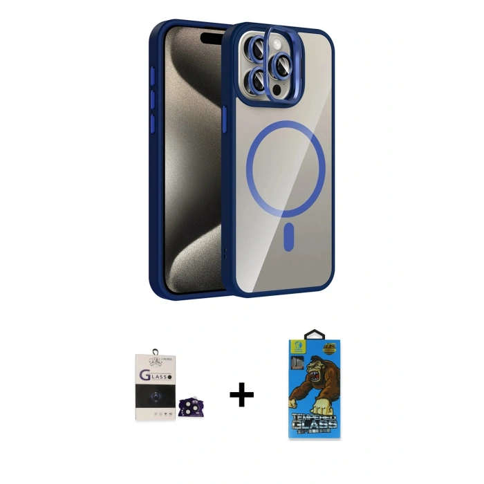 MARSİLYAN™- iPhone 14 Pro Max Kılıf Yadigar Asil Koleksiyonu - Siyah 18D Cam Ekran Koruyucu + Bilvis Titan Kamera Lens - SH