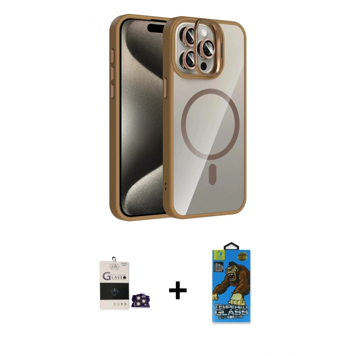 MARSİLYAN™- iPhone 14 Pro Max Kılıf Yadigar Asil Koleksiyonu - Siyah 18D Cam Ekran Koruyucu + Bilvis Titan Kamera Lens - GD