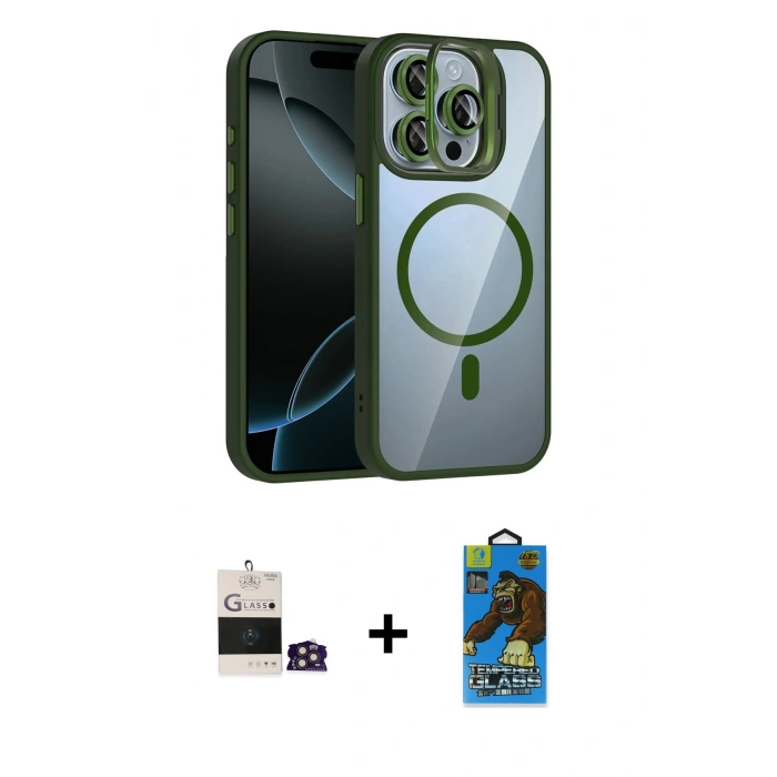 MARSİLYAN™- iPhone 14 Pro Max Kılıf Yadigar Asil Koleksiyonu - Siyah 18D Cam Ekran Koruyucu + Bilvis Titan Kamera Lens - GD