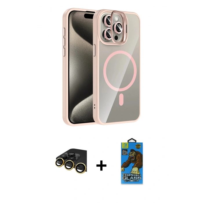 MARSİLYAN™- iPhone 14 Pro Max Kılıf Yadigar Asil Koleksiyonu - Siyah 18D Cam Ekran Koruyucu + Raze Metal Kamera Lens - GD