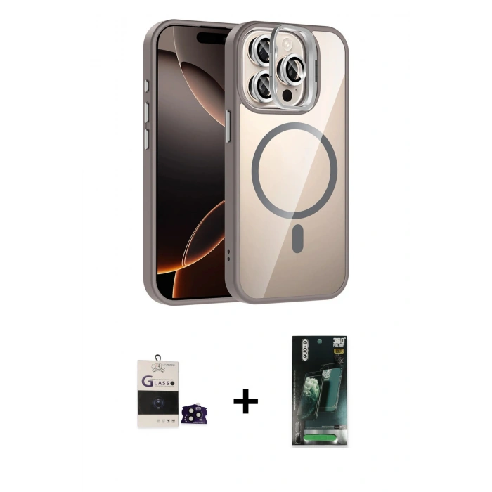 MARSİLYAN™- iPhone 14 Pro Max Kılıf Yadigar Asil Koleksiyonu - Siyah 360 Mat Full Body Arka Koruyucu + Bilvis Titan Kamera Lens - SH