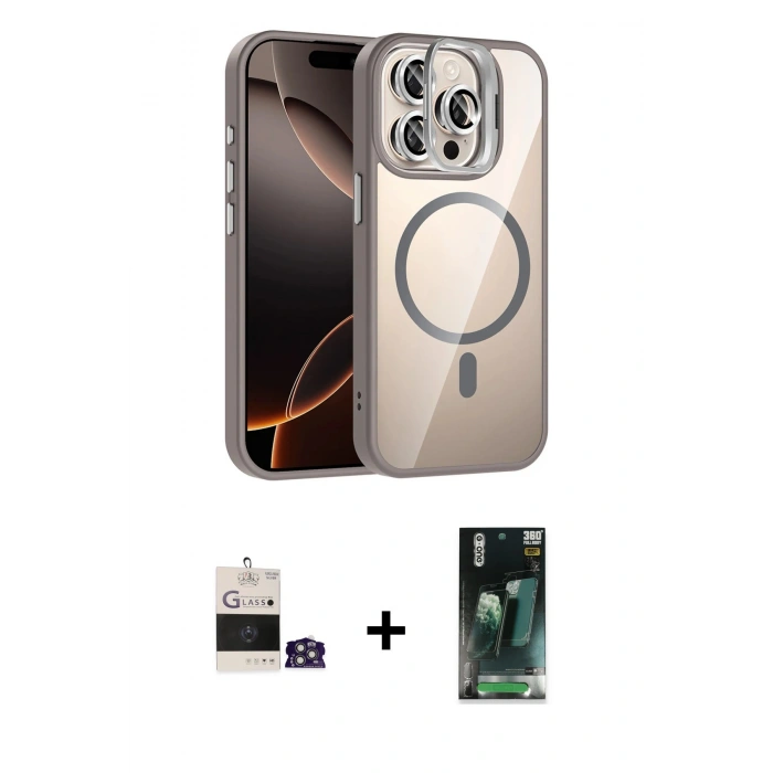 MARSİLYAN™- iPhone 14 Pro Max Kılıf Yadigar Asil Koleksiyonu - Siyah 360 Mat Full Body Arka Koruyucu + Bilvis Titan Kamera Lens - GS