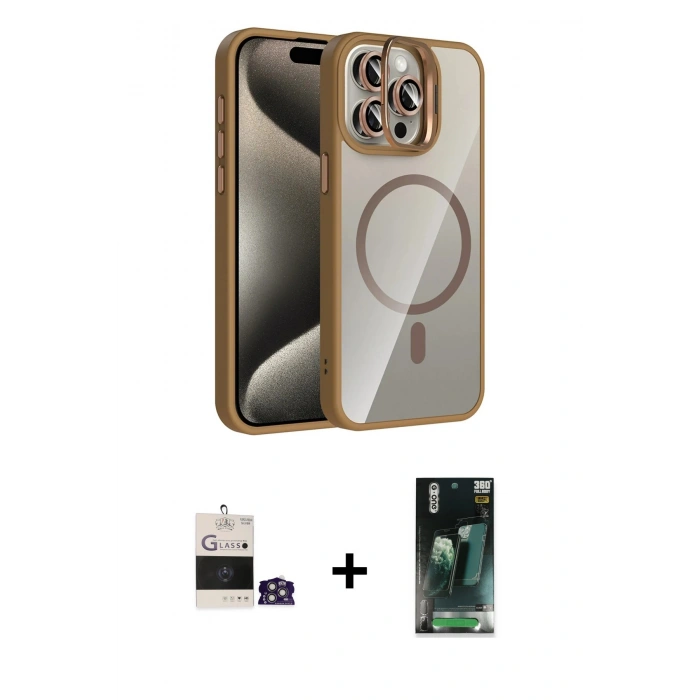 MARSİLYAN™- iPhone 14 Pro Max Kılıf Yadigar Asil Koleksiyonu - Siyah 360 Mat Full Body Arka Koruyucu + Bilvis Titan Kamera Lens - GS