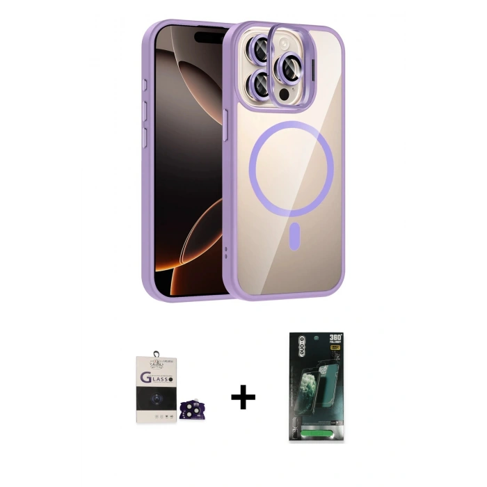 MARSİLYAN™- iPhone 14 Pro Max Kılıf Yadigar Asil Koleksiyonu - Siyah 360 Mat Full Body Arka Koruyucu + Bilvis Titan Kamera Lens - SH
