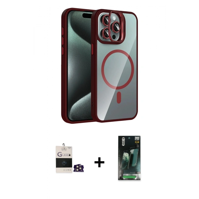 MARSİLYAN™- iPhone 14 Pro Max Kılıf Yadigar Asil Koleksiyonu - Siyah 360 Mat Full Body Arka Koruyucu + Bilvis Titan Kamera Lens - GD