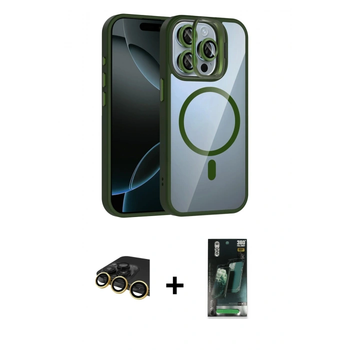 MARSİLYAN™- iPhone 14 Pro Max Kılıf Yadigar Asil Koleksiyonu - Siyah 360 Mat Full Body Arka Koruyucu + Raze Metal Kamera Lens - GD