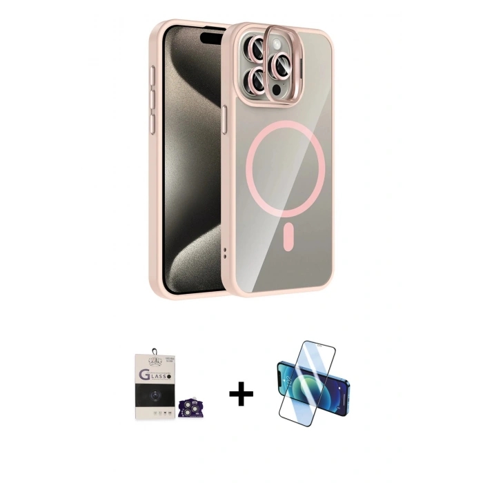 MARSİLYAN™- iPhone 14 Pro Max Kılıf Yadigar Asil Koleksiyonu - Siyah 3D Antistatik Cam Ekran Koruyucu + Bilvis Titan Kamera Lens - GS