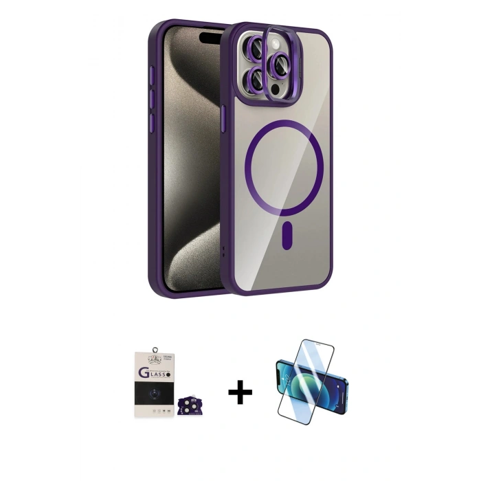 MARSİLYAN™- iPhone 14 Pro Max Kılıf Yadigar Asil Koleksiyonu - Siyah 3D Antistatik Cam Ekran Koruyucu + Bilvis Titan Kamera Lens - DNMR