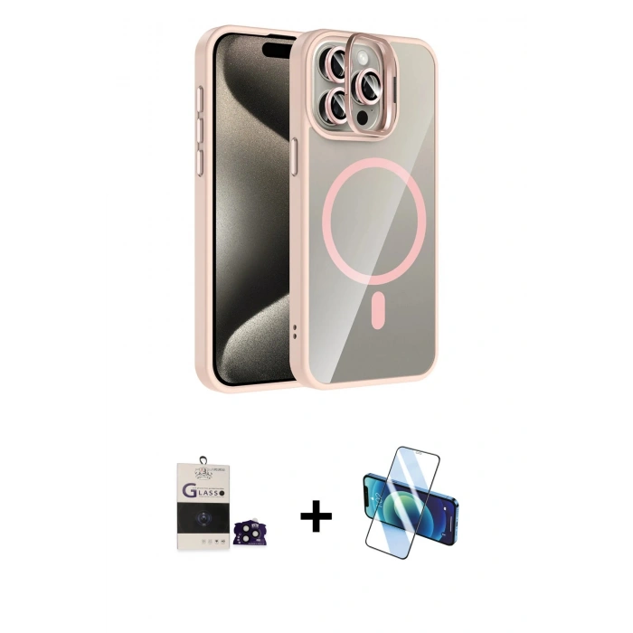 MARSİLYAN™- iPhone 14 Pro Max Kılıf Yadigar Asil Koleksiyonu - Siyah 3D Antistatik Cam Ekran Koruyucu + Bilvis Titan Kamera Lens - SH