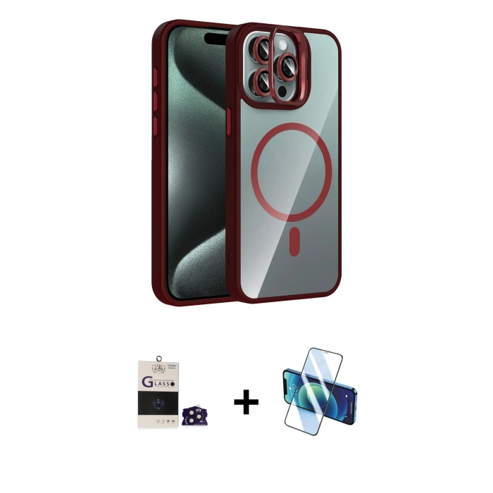 MARSİLYAN™- iPhone 14 Pro Max Kılıf Yadigar Asil Koleksiyonu - Siyah 3D Antistatik Cam Ekran Koruyucu + Bilvis Titan Kamera Lens - DNMR