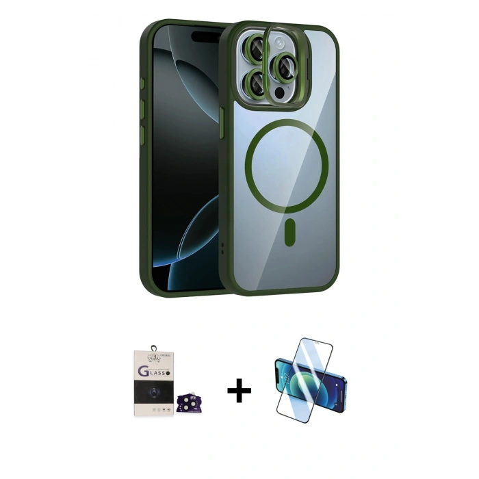 MARSİLYAN™- iPhone 14 Pro Max Kılıf Yadigar Asil Koleksiyonu - Siyah 3D Antistatik Cam Ekran Koruyucu + Bilvis Titan Kamera Lens - SH