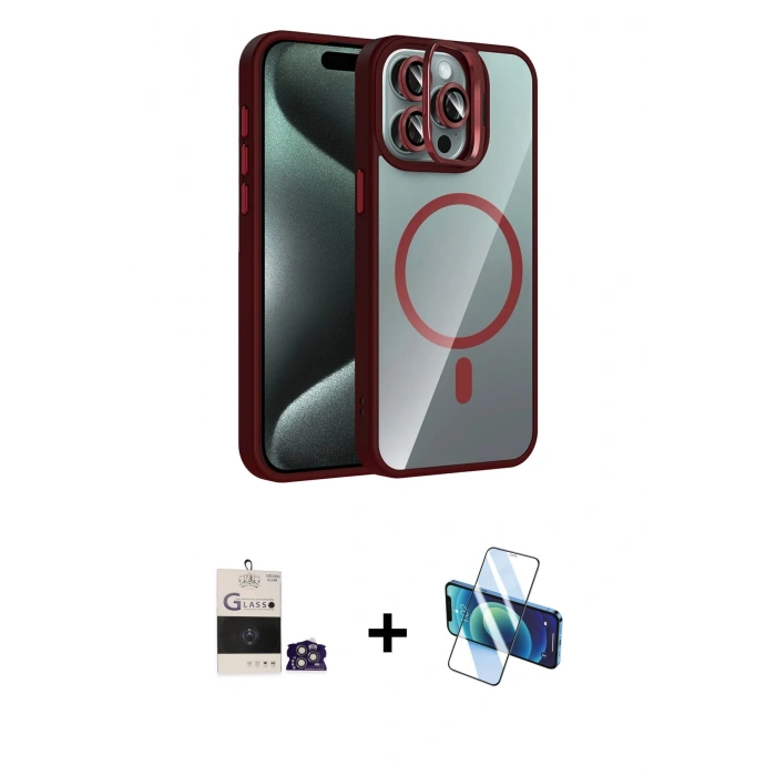 MARSİLYAN™- iPhone 14 Pro Max Kılıf Yadigar Asil Koleksiyonu - Siyah 3D Antistatik Cam Ekran Koruyucu + Bilvis Titan Kamera Lens - GS