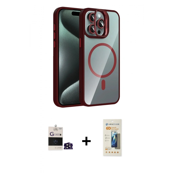 MARSİLYAN™- iPhone 14 Pro Max Kılıf Yadigar Asil Koleksiyonu - Siyah 6D Mat Seramik Hayalet Nano Ekran Koruyucu + Bilvis Titan Kamera Lens - DNMR