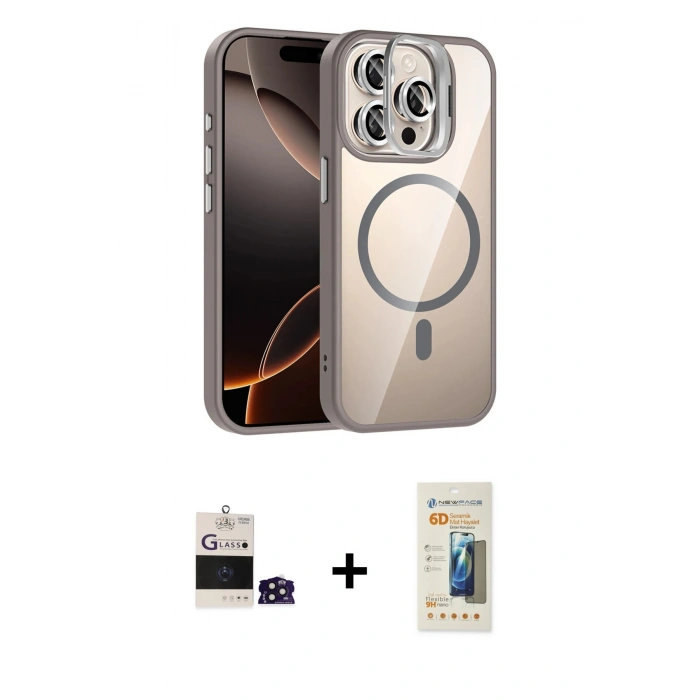 MARSİLYAN™- iPhone 14 Pro Max Kılıf Yadigar Asil Koleksiyonu - Siyah 6D Mat Seramik Hayalet Nano Ekran Koruyucu + Bilvis Titan Kamera Lens - DNMR