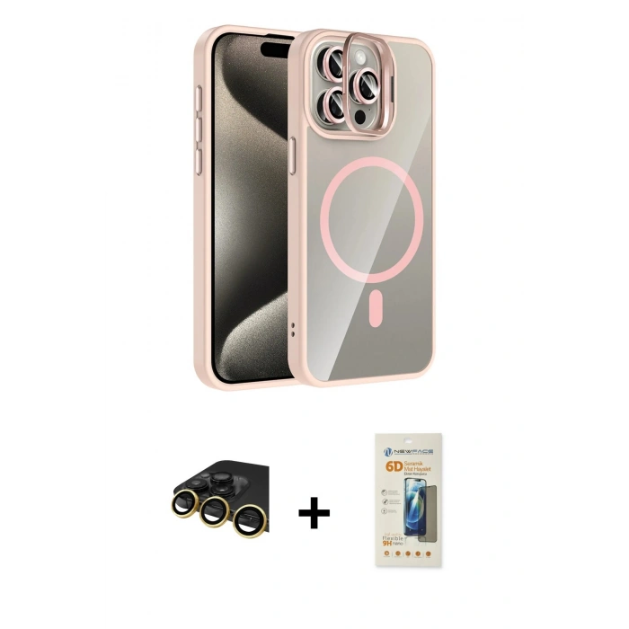 MARSİLYAN™- iPhone 14 Pro Max Kılıf Yadigar Asil Koleksiyonu - Siyah 6D Mat Seramik Hayalet Nano Ekran Koruyucu + Raze Metal Kamera Lens - GD