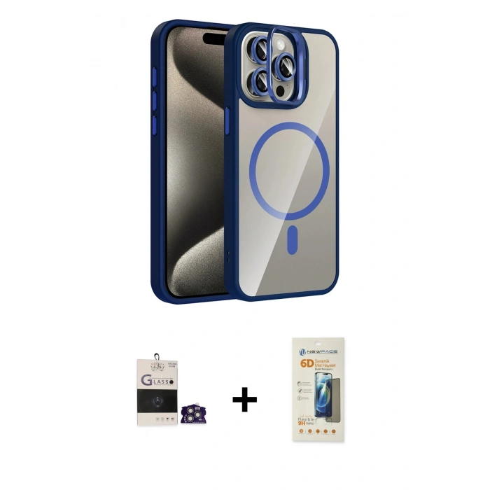 MARSİLYAN™- iPhone 14 Pro Max Kılıf Yadigar Asil Koleksiyonu - Siyah 6D Mat Seramik Hayalet Nano Ekran Koruyucu + Bilvis Titan Kamera Lens - GS