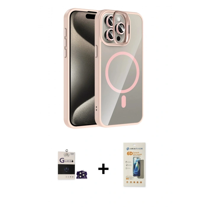 MARSİLYAN™- iPhone 14 Pro Max Kılıf Yadigar Asil Koleksiyonu - Siyah 6D Mat Seramik Hayalet Nano Ekran Koruyucu + Bilvis Titan Kamera Lens - DNMR