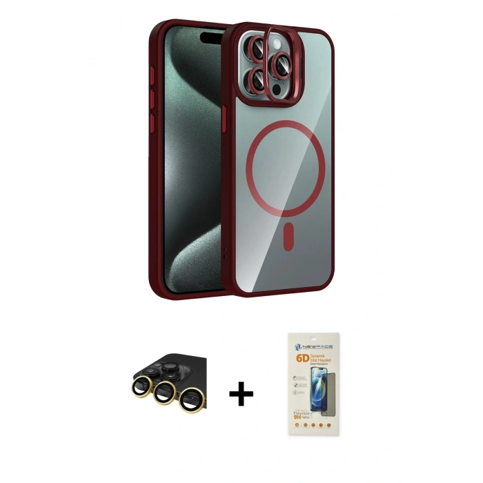 MARSİLYAN™- iPhone 14 Pro Max Kılıf Yadigar Asil Koleksiyonu - Siyah 6D Mat Seramik Hayalet Nano Ekran Koruyucu + Raze Metal Kamera Lens - GD