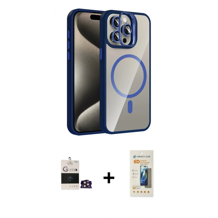MARSİLYAN™- iPhone 14 Pro Max Kılıf Yadigar Asil Koleksiyonu - Siyah 6D Mat Seramik Hayalet Nano Ekran Koruyucu + Bilvis Titan Kamera Lens - GD