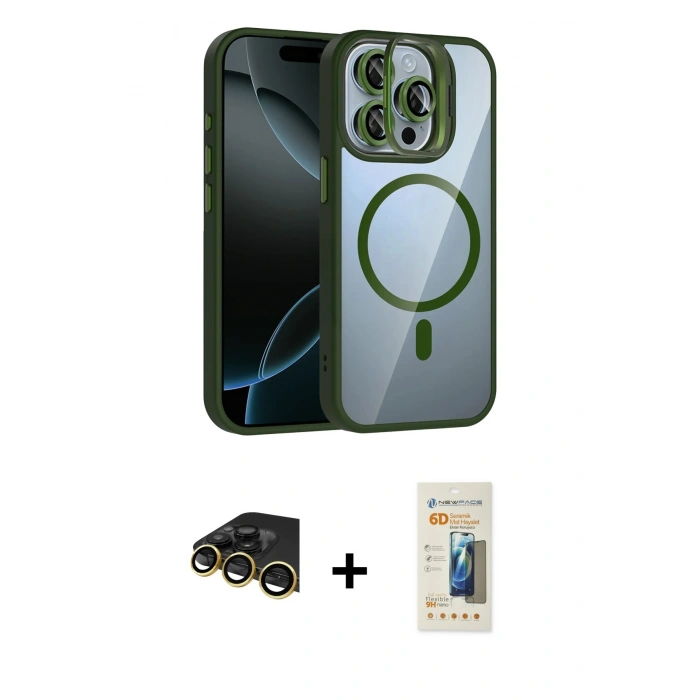 MARSİLYAN™- iPhone 14 Pro Max Kılıf Yadigar Asil Koleksiyonu - Siyah 6D Mat Seramik Hayalet Nano Ekran Koruyucu + Raze Metal Kamera Lens - GD