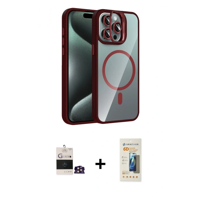 MARSİLYAN™- iPhone 14 Pro Max Kılıf Yadigar Asil Koleksiyonu - Siyah 6D Mat Seramik Hayalet Nano Ekran Koruyucu + Bilvis Titan Kamera Lens - GD