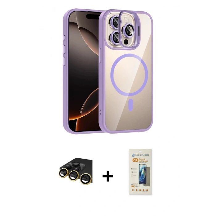 MARSİLYAN™- iPhone 14 Pro Max Kılıf Yadigar Asil Koleksiyonu - Siyah 6D Mat Seramik Hayalet Nano Ekran Koruyucu + Raze Metal Kamera Lens - GD