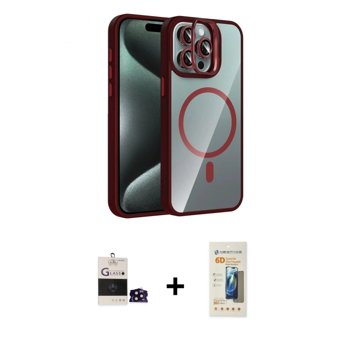 MARSİLYAN™- iPhone 14 Pro Max Kılıf Yadigar Asil Koleksiyonu - Siyah 6D Mat Seramik Hayalet Nano Ekran Koruyucu + Bilvis Titan Kamera Lens - SH