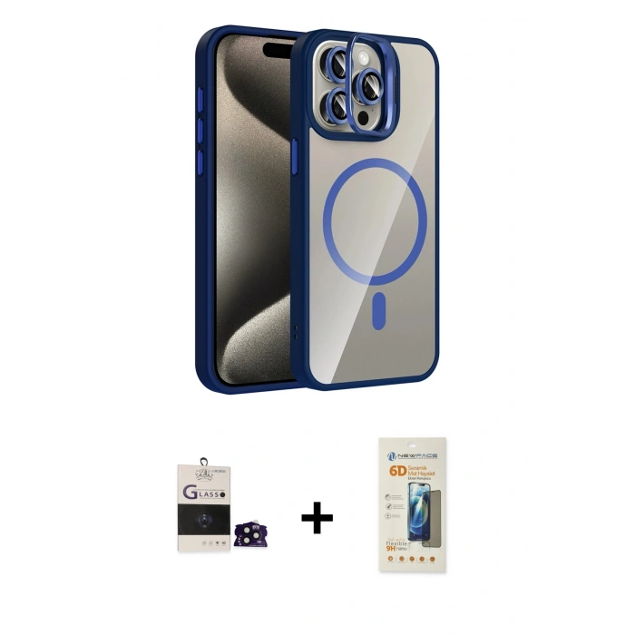 MARSİLYAN™- iPhone 14 Pro Max Kılıf Yadigar Asil Koleksiyonu - Siyah 6D Mat Seramik Hayalet Nano Ekran Koruyucu + Bilvis Titan Kamera Lens - SH