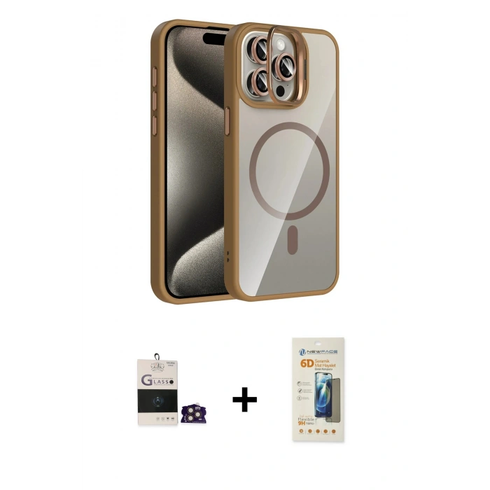 MARSİLYAN™- iPhone 14 Pro Max Kılıf Yadigar Asil Koleksiyonu - Siyah 6D Mat Seramik Hayalet Nano Ekran Koruyucu + Bilvis Titan Kamera Lens - GD