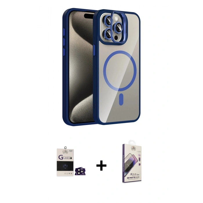 MARSİLYAN™- iPhone 14 Pro Max Kılıf Yadigar Asil Koleksiyonu - Siyah Bilvis 3D Mat Cam Ekran Koruyucu + Bilvis Titan Kamera Lens - DNMR